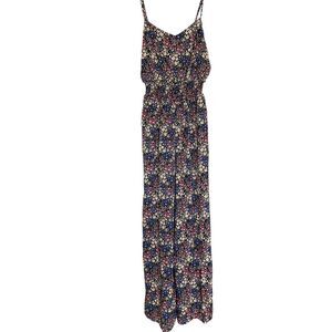 Honey and Rosie Black Multicolor Floral Sleeveless Playsuit Jumpsuit Medium
